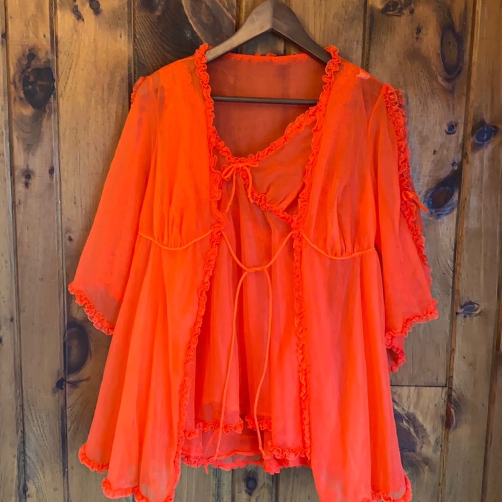 Vintage Baby Doll Nylon Red Lingerie Set